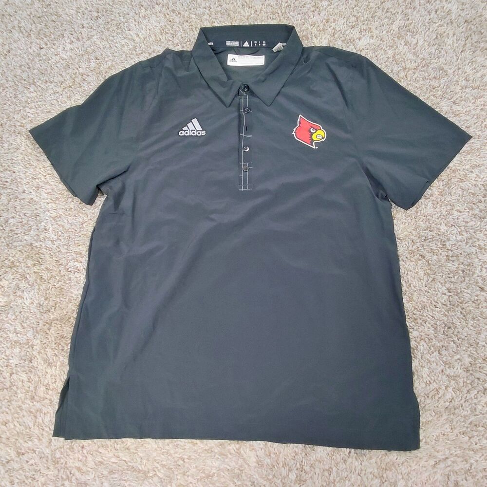 Adidas Louisville Cardinals Polo Shirt Mens Medium Black Team Issued Performance